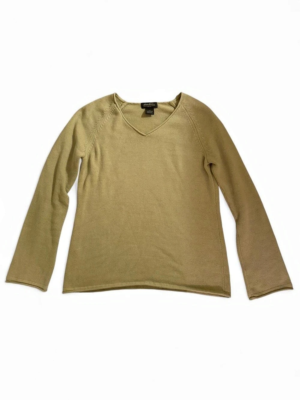 Eddie Bauer V-Neck Sweater in Green Size Medium Like New